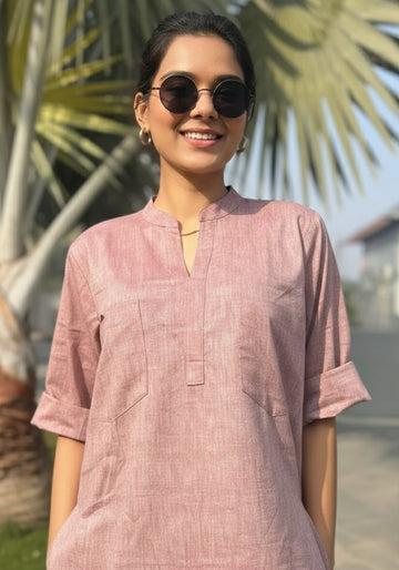 Dusty pink cotton co-ord set for women