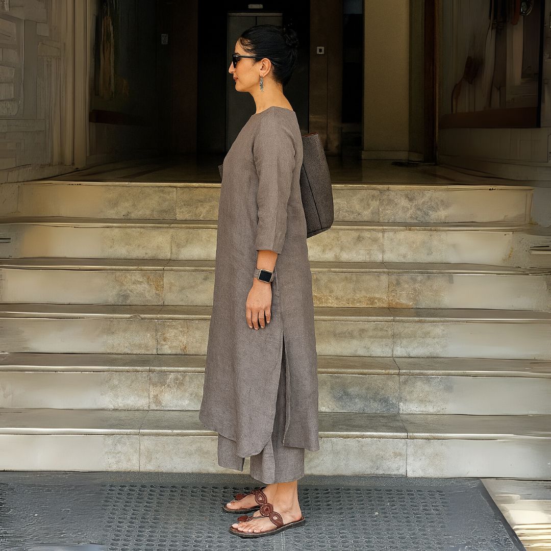 Woman in a Grey Co-ord Set