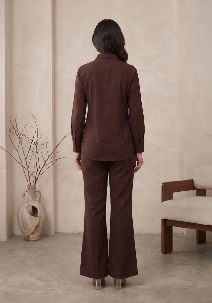 Women’s Premium Cotton Shirt & Flared Pant Co-Ord Set | Smart Casual Outfit