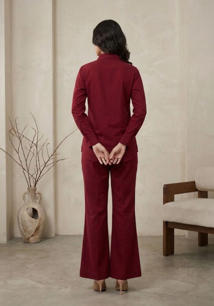 Women’s Cotton Shirt & Flared Pant Co-Ord Set | Premium Smart Casual Wear