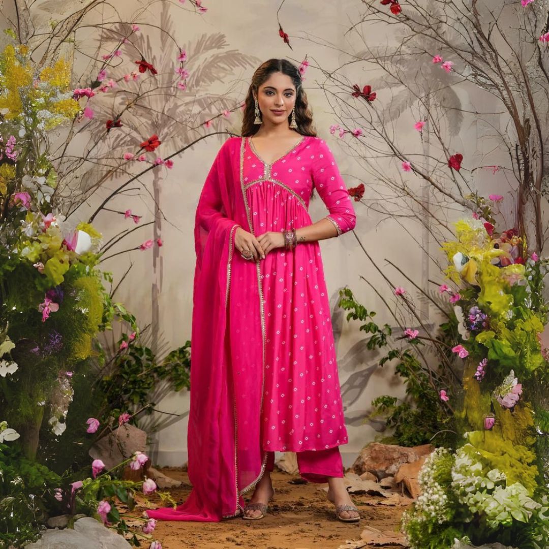 Elegant Pink Muslin Silk Embroidered Suit Set with Organza Dupatta