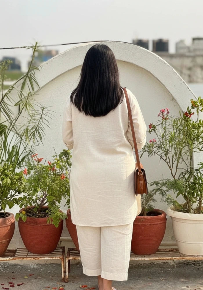 Comfortable cream ethnic co-ord set