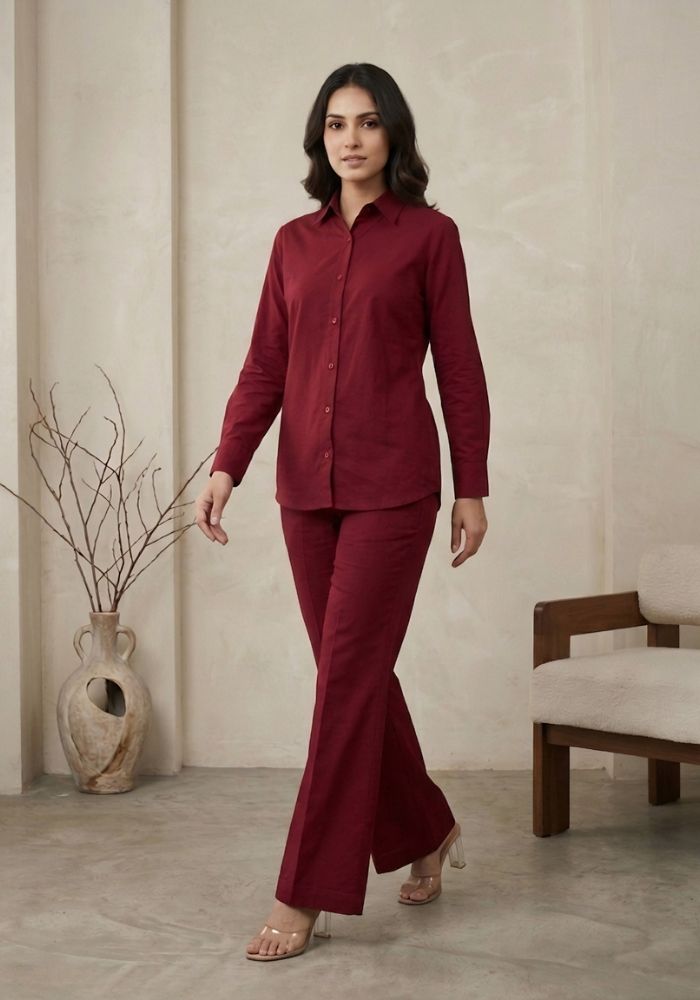 Women’s Cotton Shirt & Flared Pant Co-Ord Set