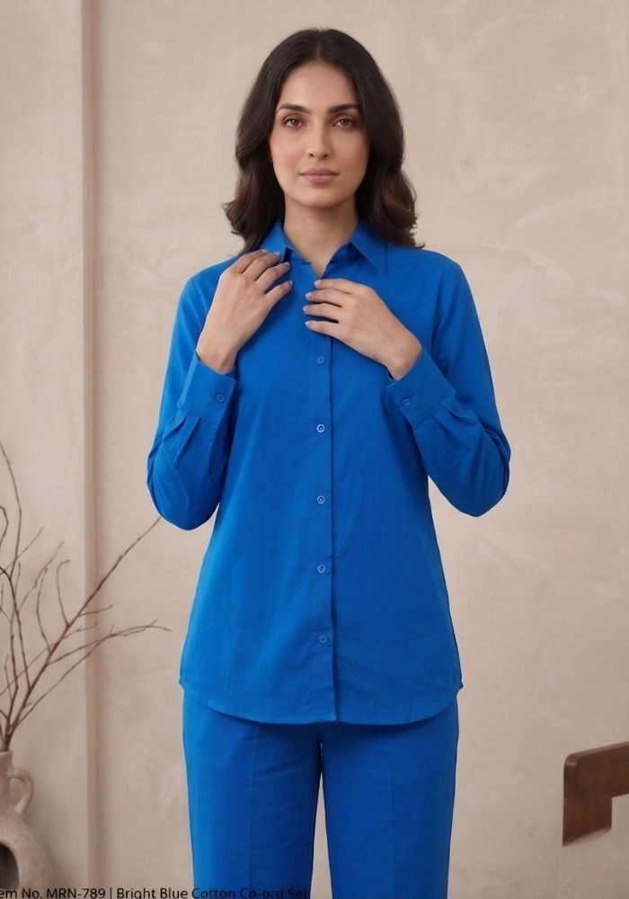 Blue Cotton Co-Ord Set for Women