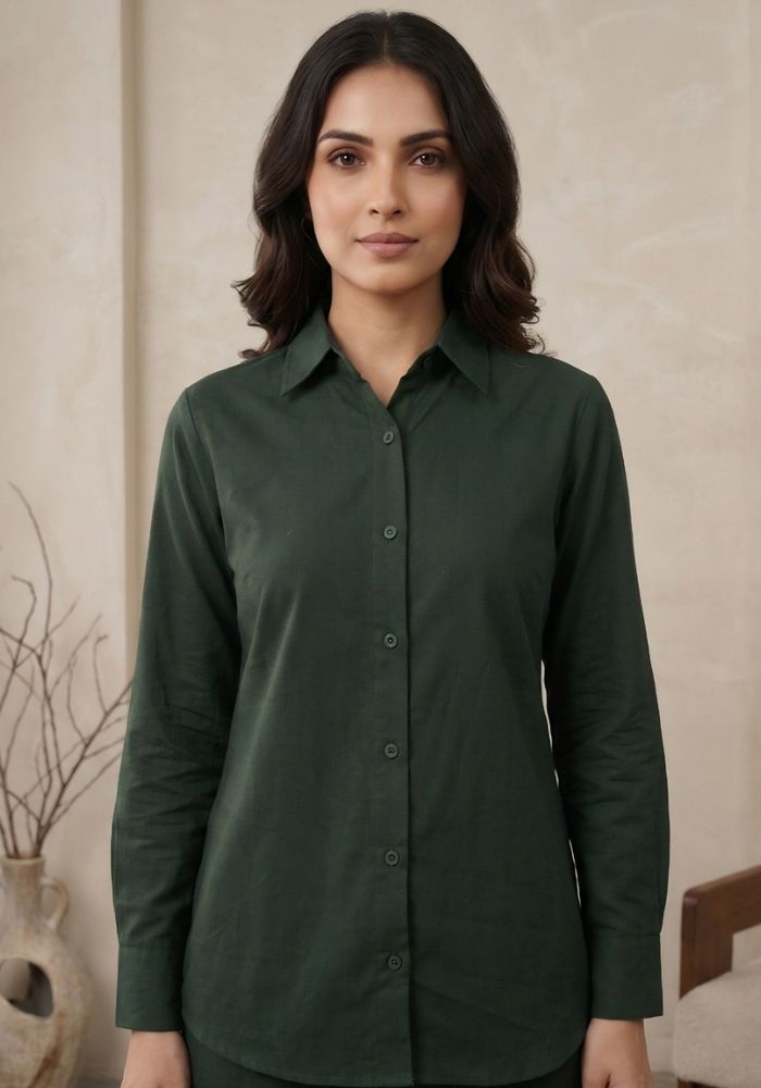 Buy Cotton Shirt & Flared Pant Green Co-Ord Set
