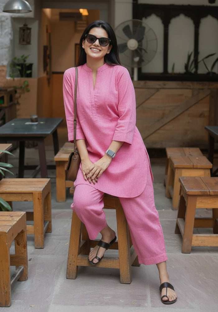 Aathado pink casual co-ord set for women online